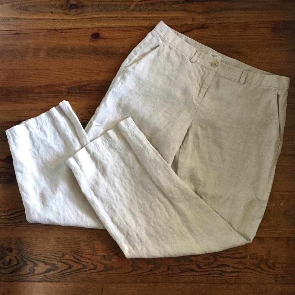 Eileen Fisher 100% Organic Linen Wide Leg Pants